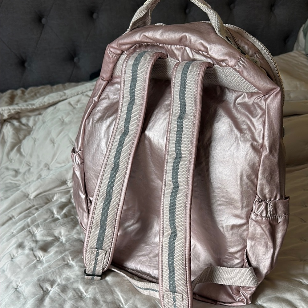 Kipling Pink Backpack with Shimmery Nylon Finish - Picture 2 of 4